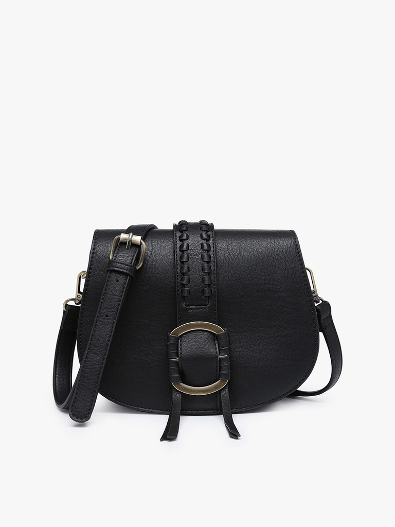 Black Braided Front Saddle Crossbody Bag