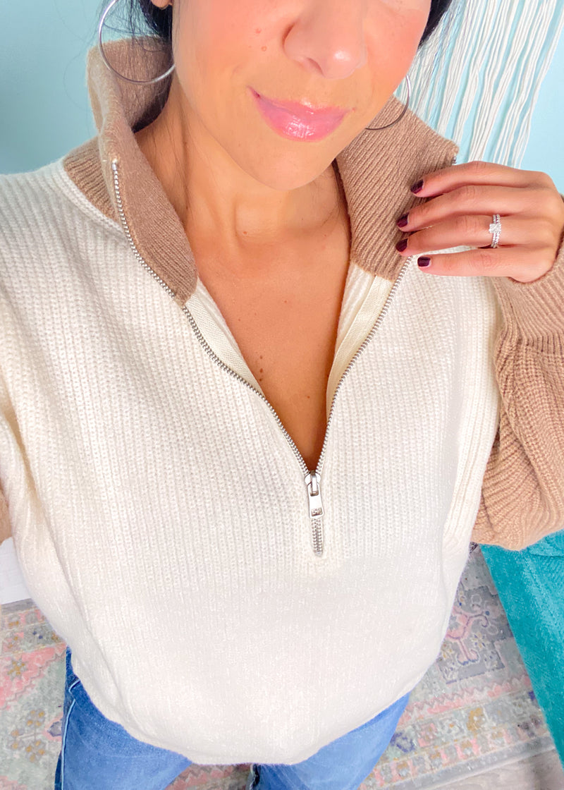 1/2 Zip Colorblock Sweater