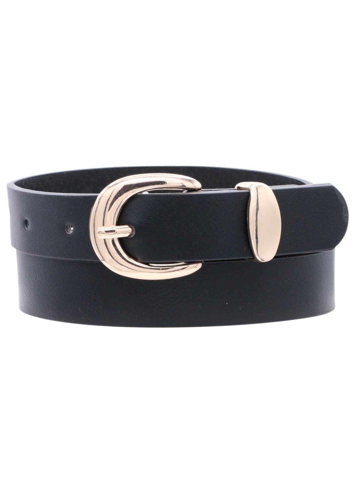 Black U-Shaped Buckle Belt