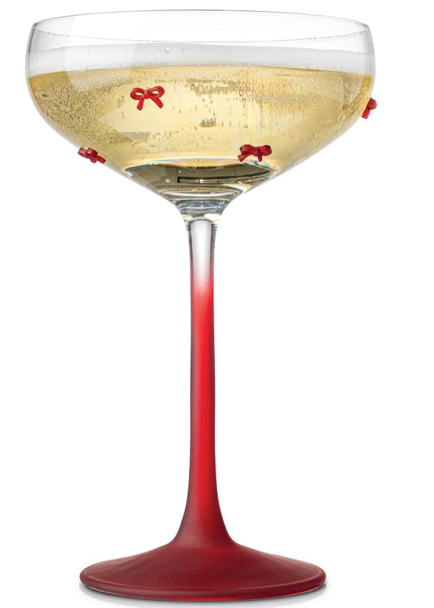Red Bow Coupe Glass - Set of Two