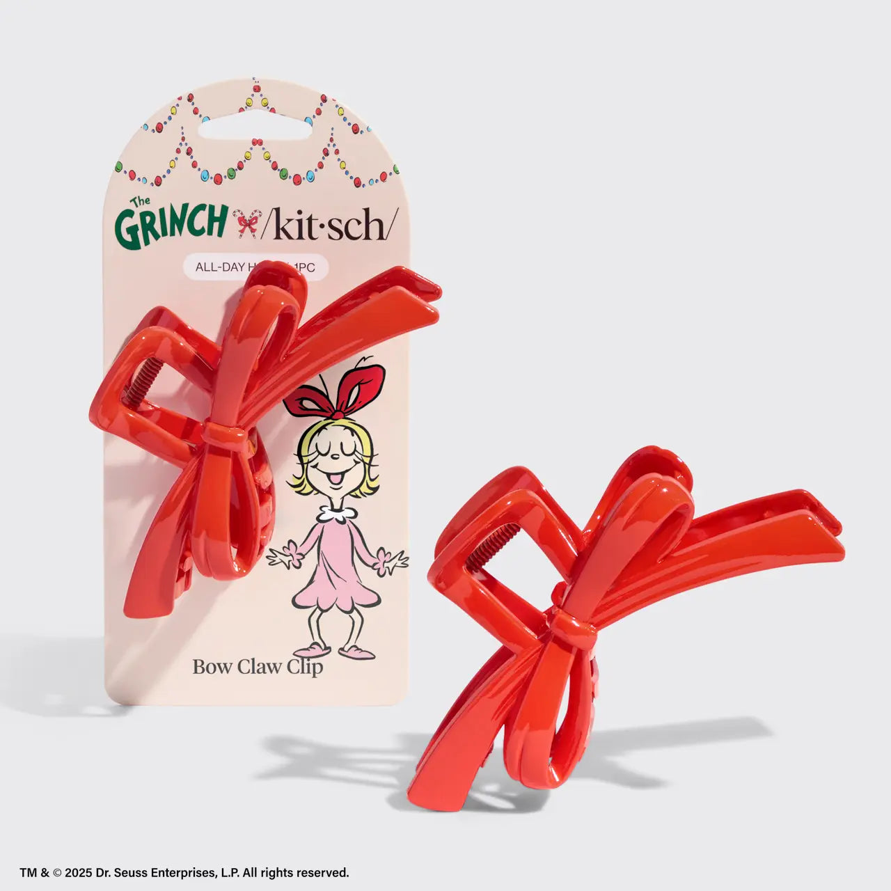 Kitsch x The Grinch - Red Bow Claw Clip