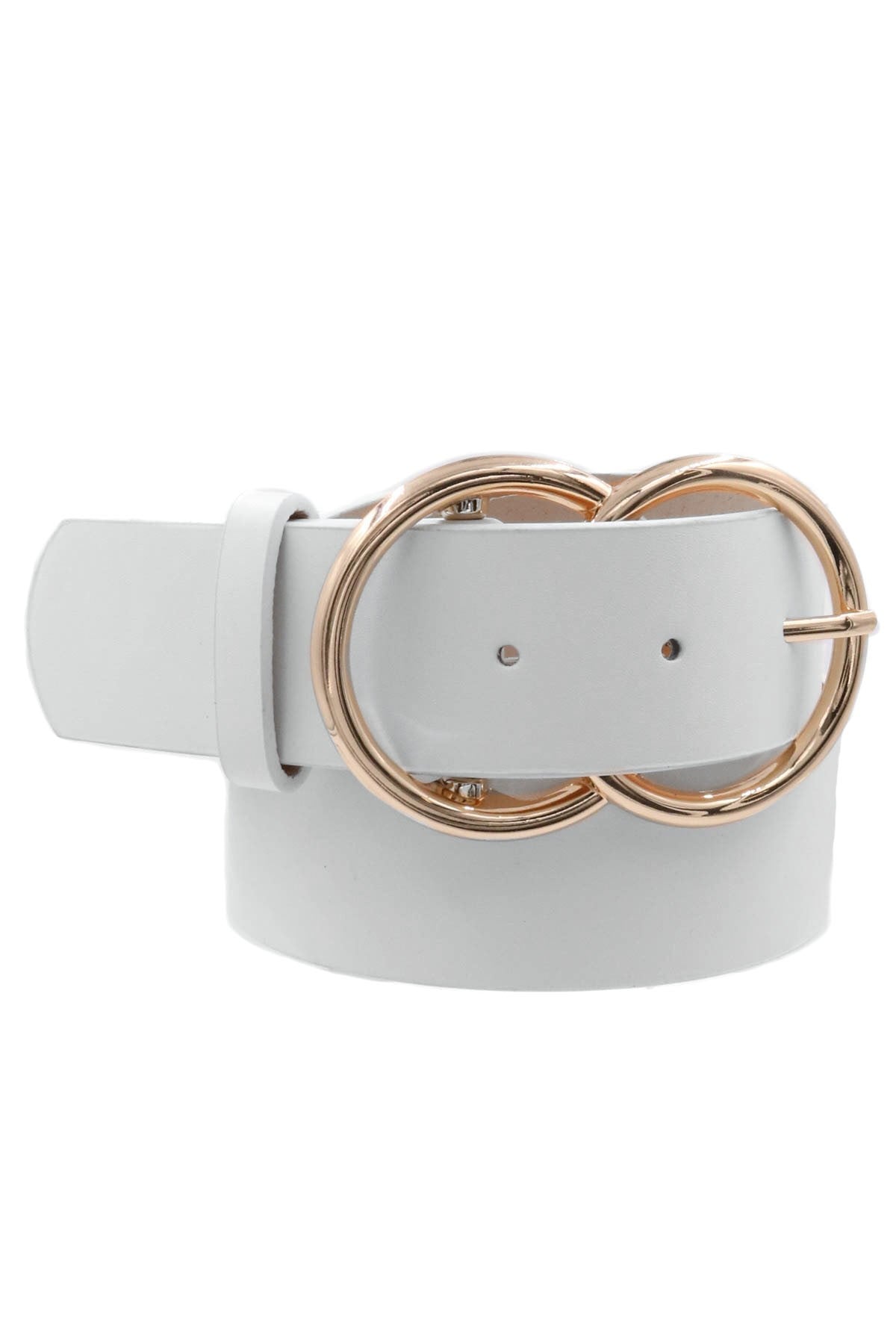 White Double Metal Ring Belt