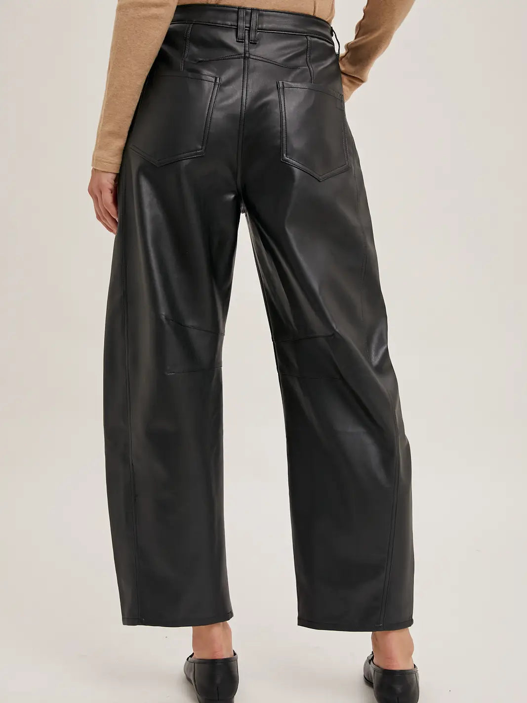 Faux Leather Barrel Pants