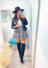 Black Faux Leather Jacket with Suede Insert