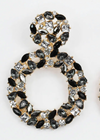 Black + Silver Gemstone Circle Drop Earrings