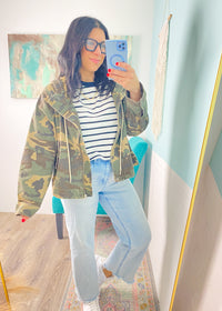 Black and White Striped Crew Neck Tee