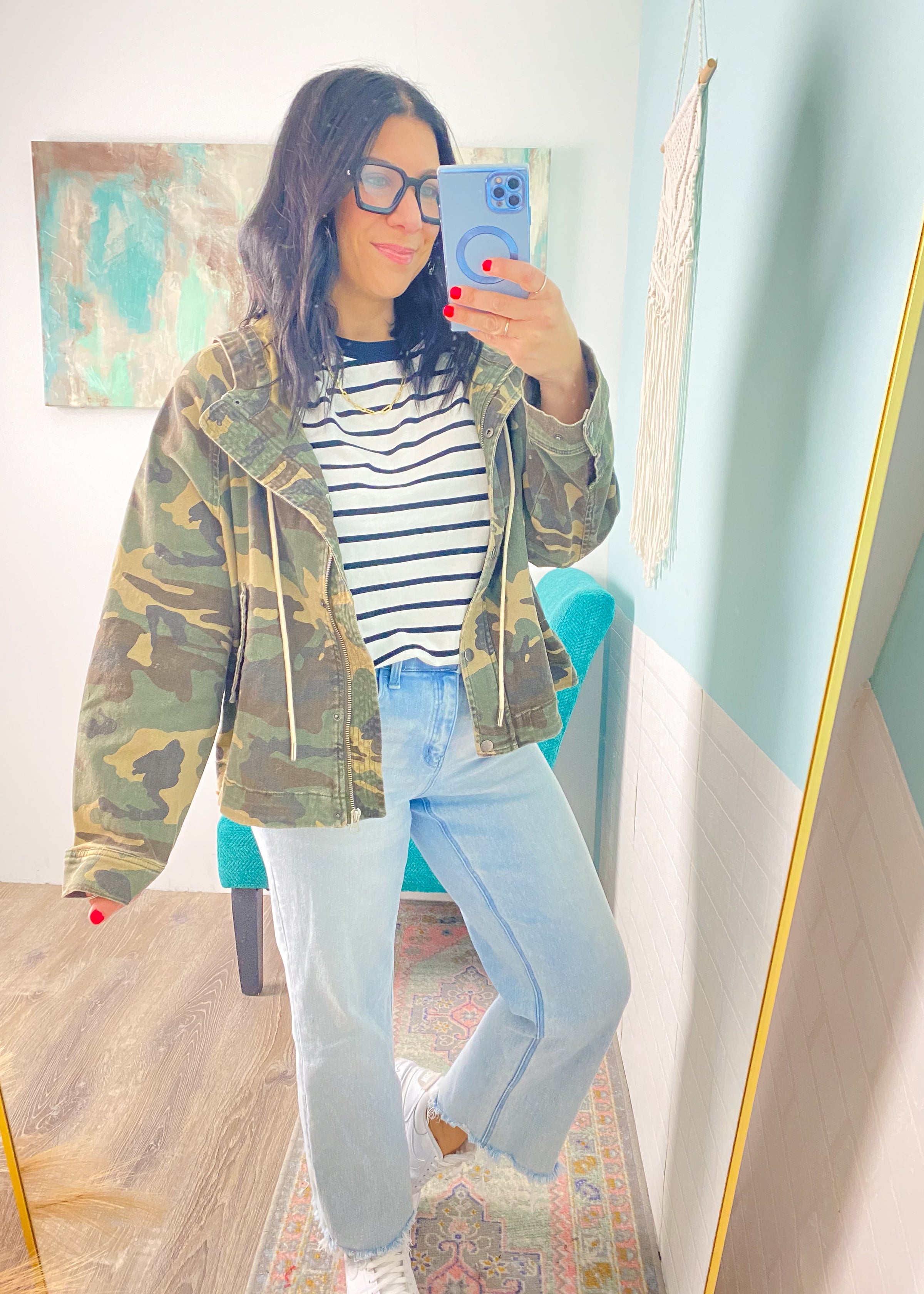 Black and White Striped Crew Neck Tee
