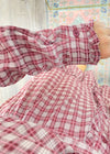 Burgundy Plaid Ruffle Trim Dress
