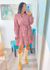Burgundy Plaid Ruffle Trim Dress