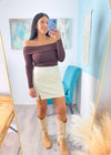 Chocolate Brown Off The Shoulder Knit Bodysuit 
