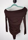 Chocolate Brown Off The Shoulder Knit Bodysuit 