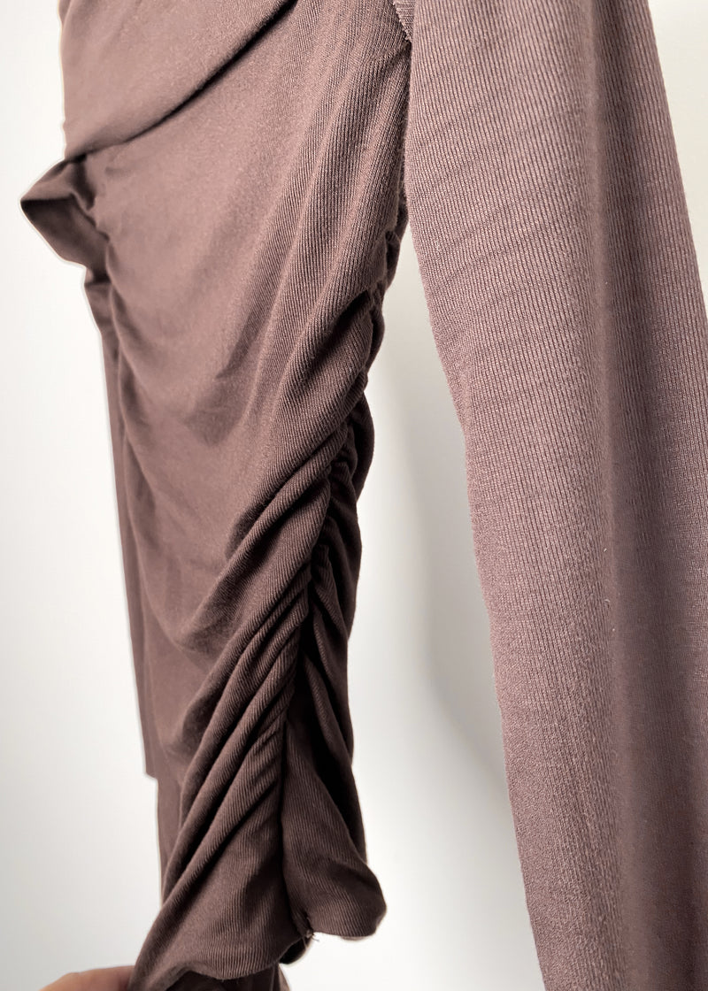 Chocolate Brown Off The Shoulder Knit Bodysuit 