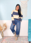 Cream and Navy Stripe knit Top