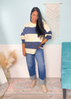 Cream and Navy Stripe knit Top