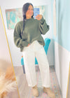Dark Olive Oversized Ribbed Sweater