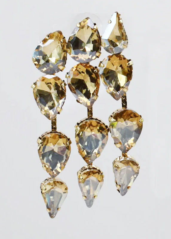 Gold Crystal Cascade Earrings