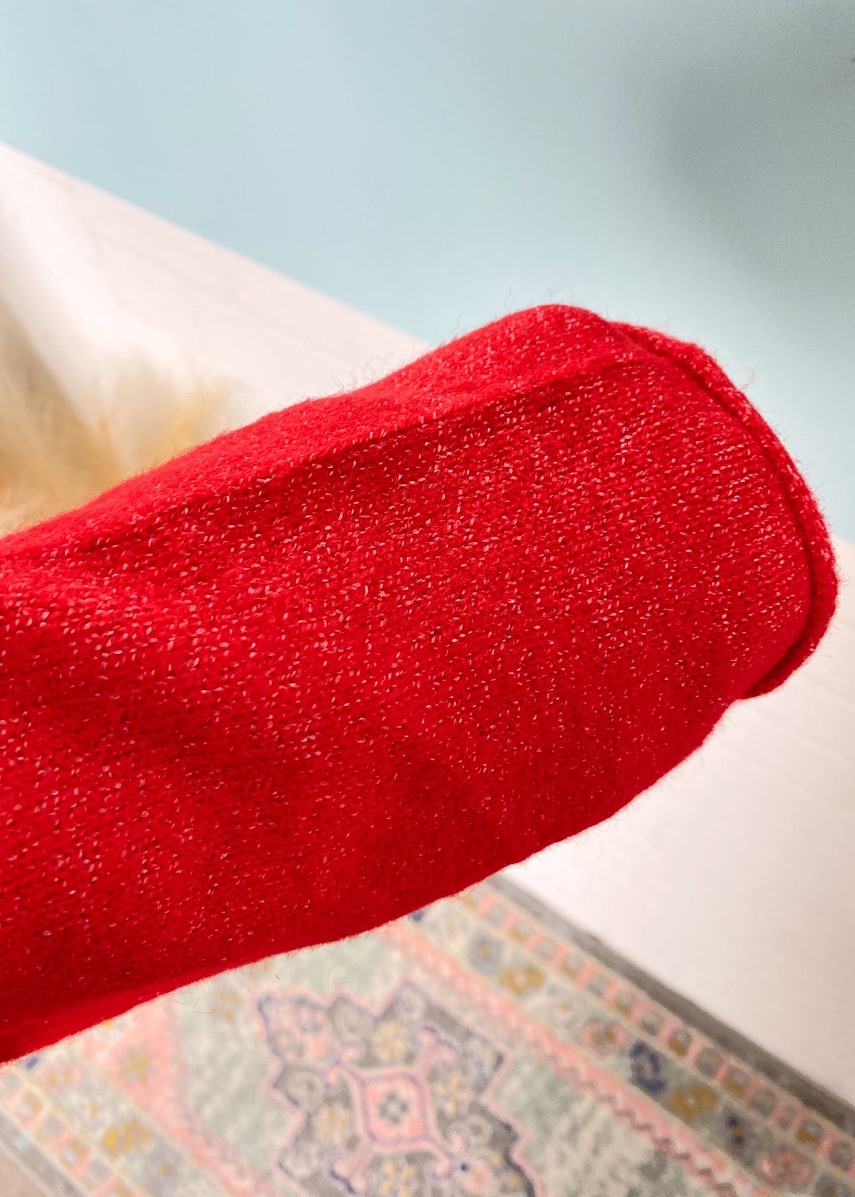 Heather Red Rolled Neck Soft Cardigan