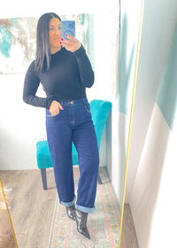 'Clean Slate' Black Ribbed Mock Neck Top