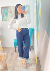 'Clean Slate' Off White Ribbed Mock Neck Top