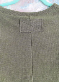 'Sunday Morning' Olive Ruffle Trim Waffle Knit