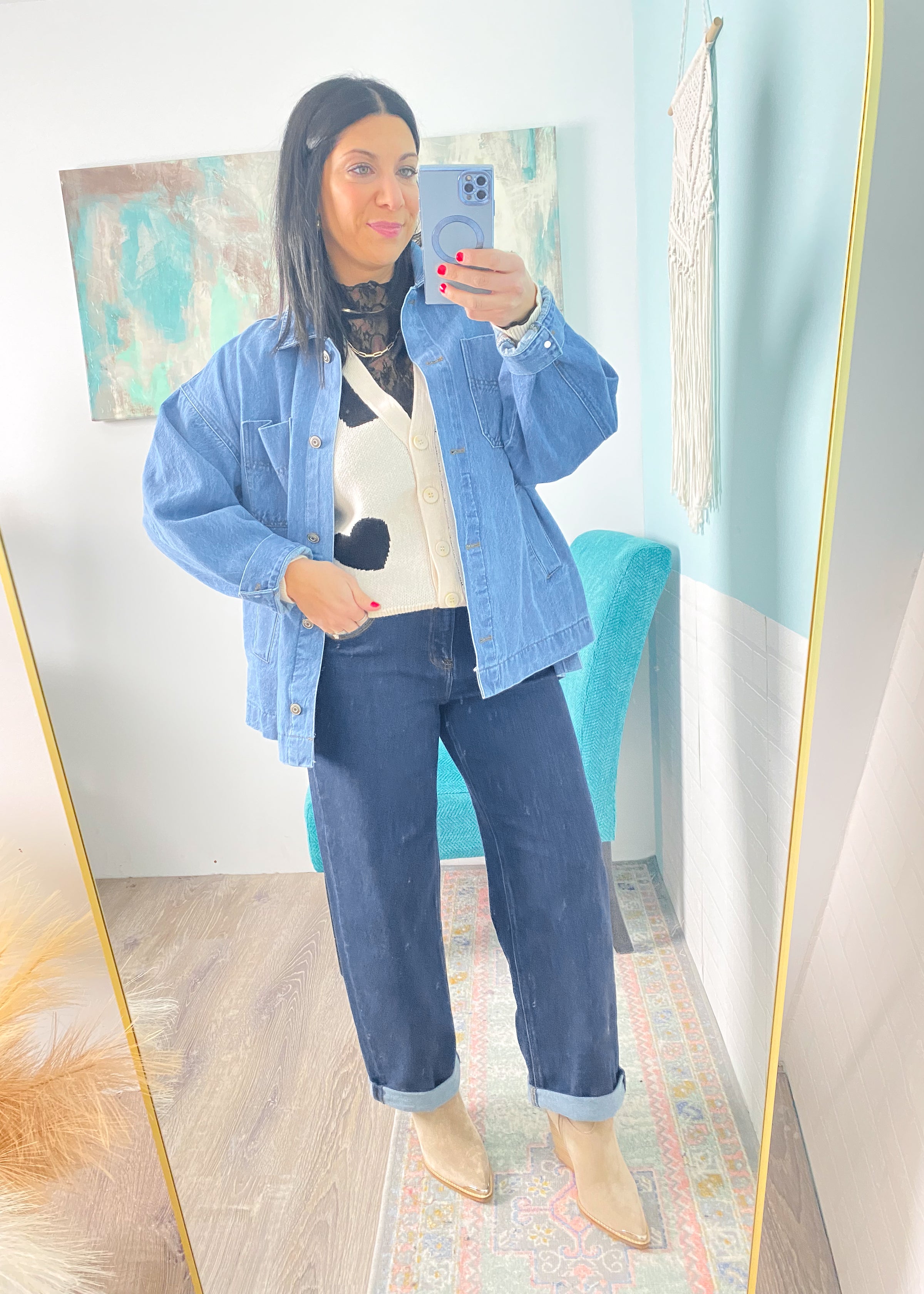 'All Love' Cream and Black Hearts Cardigan