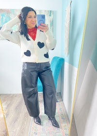 'All Love' Cream and Black Hearts Cardigan