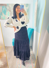 'All Love' Cream and Black Hearts Cardigan