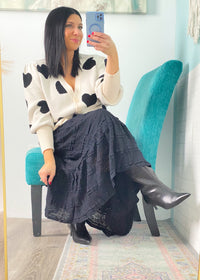 'All Love' Cream and Black Hearts Cardigan