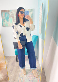 'All Love' Cream and Black Hearts Cardigan