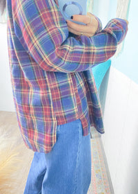'Plaid to Meet You' Navy + Burgundy Plaid Oversized Shirt