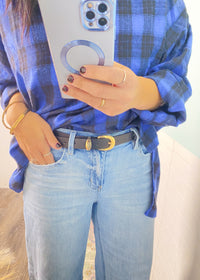 Black U-Shaped Buckle Belt