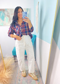 'Mina' Risen Cream Tie Front Slouchy Jeans