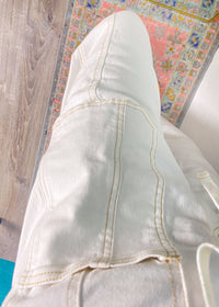 'Mina' Risen Cream Tie Front Slouchy Jeans