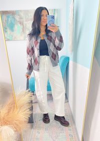 'Mina' Risen Cream Tie Front Slouchy Jeans