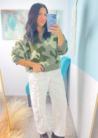 'Mina' Risen Cream Tie Front Slouchy Jeans