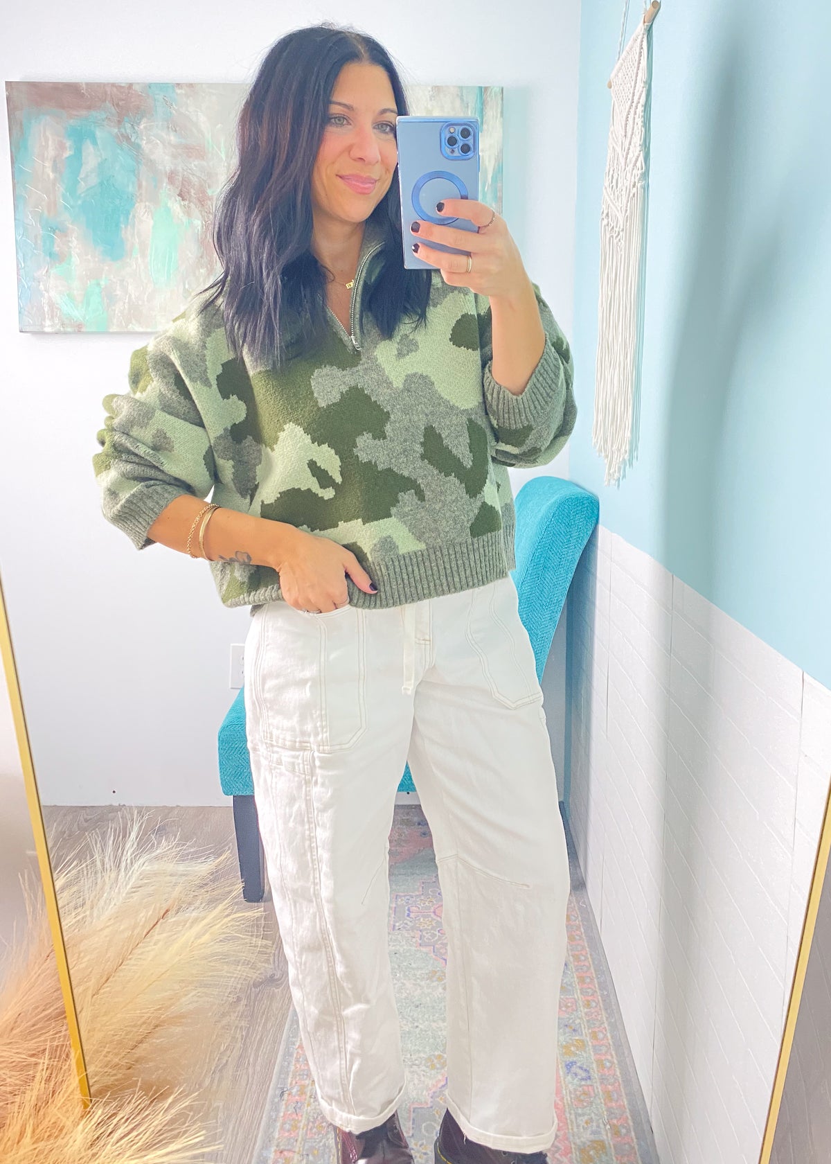 'Mina' Risen Cream Tie Front Slouchy Jeans