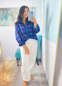'Mina' Risen Cream Tie Front Slouchy Jeans