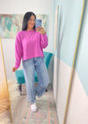 'Sylvie' Bright Mauve Ultra Soft Scuba Cropped Sweatshirt-This scuba fabric is silky soft to the touch and can be worn during multiple seasons. An everyday throw-on and go sweatshirt in a pop color that never fails you!-Cali Moon Boutique, Plainville Connecticut