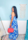 'Bali Breeze' Blue & Turquoise Tropical Print Maxi Dress-A gorgeous tropical print maxi dress in stunning blue/turq/white colors! This dress is perfect for beach weddings, semi casual events or just an everyday elevated look!-Cali Moon Boutique, Plainville Connecticut
