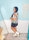 'Send a Post Card' Island Themed Print Semi Cropped Top-This tropical island inspired printed top is so fun + unique! Make it your own by wearing it open as a layer piece, buttoned or tucked in. Just add a frozen daiquiri!-Cali Moon Boutique, Plainville Connecticut