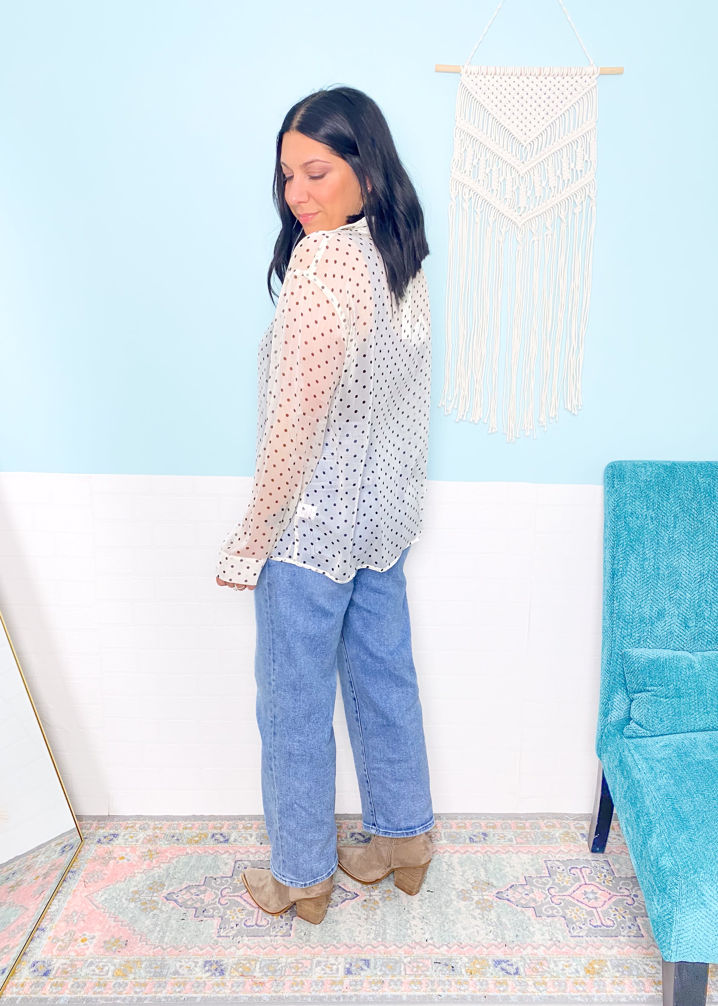 'Sheer Attitude' Polka Dot Blouse