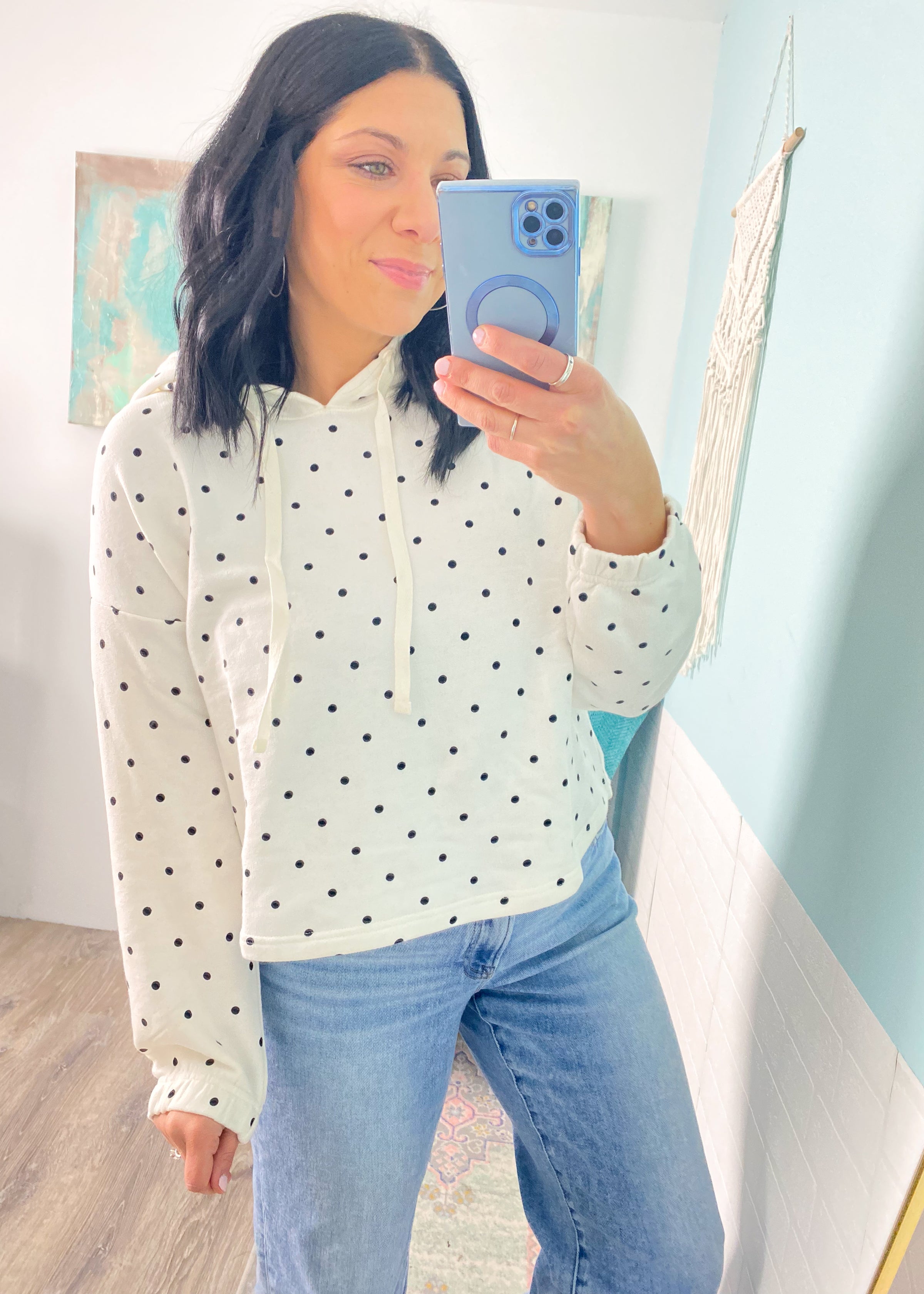 'Been Spotted' Semi Crop Polka Dot Hoodie