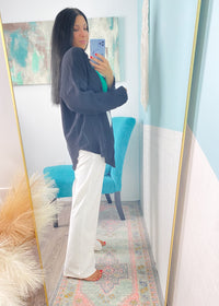 'Liberty' Black Double Gauze Frayed Hem Shirt-This gauze button down shirt is a Spring + Summer essential for every closet, every year! Featuring a double gauze fabric, frayed hems giving it extra detail and functional buttons. Bring this shirt from work to beach in a breeze! -Cali Moon Boutique, Plainville Connecticut