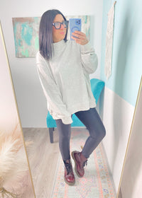 'Meet Me Halfway' Vintage Washed Mock Neck Sweatshirt