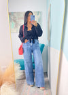 'Liberty' Black Double Gauze Frayed Hem Shirt-This gauze button down shirt is a Spring + Summer essential for every closet, every year! Featuring a double gauze fabric, frayed hems giving it extra detail and functional buttons. Bring this shirt from work to beach in a breeze! -Cali Moon Boutique, Plainville Connecticut