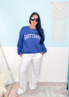 'East Coast' Vintage Heather Royal Ultra Cozy Sweatshirt-**CUSTOMER FAVORITE BRAND** Time and time again, these ultra cozy sweatshirts are a customer fav for good reason! Rep your love for the East Coast with this Vintage Distressed design!-Cali Moon Boutique, Plainville Connecticut