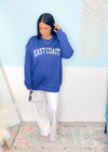 'East Coast' Vintage Heather Royal Ultra Cozy Sweatshirt-**CUSTOMER FAVORITE BRAND** Time and time again, these ultra cozy sweatshirts are a customer fav for good reason! Rep your love for the East Coast with this Vintage Distressed design!-Cali Moon Boutique, Plainville Connecticut