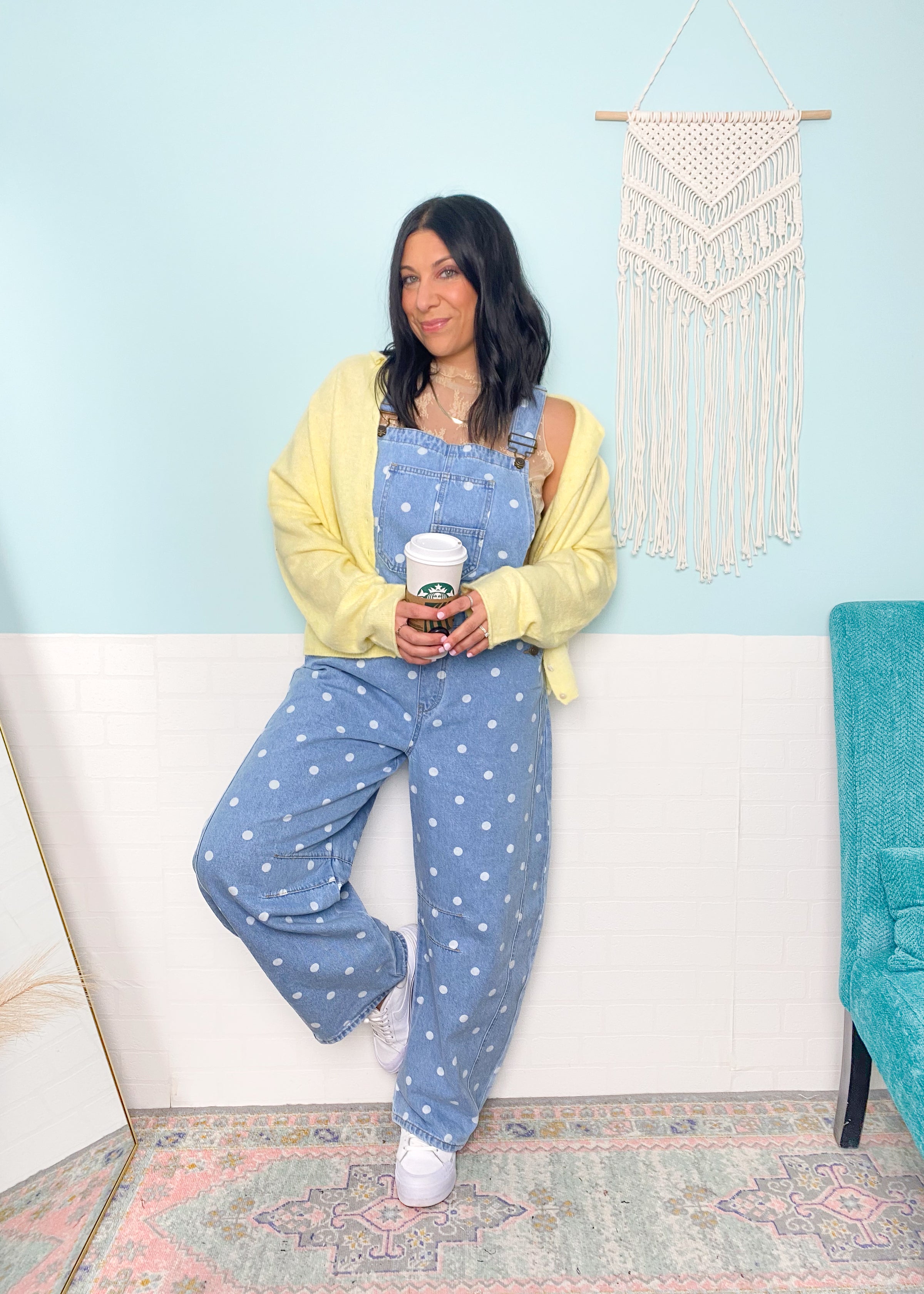 'Spot On' Polka Dot Barrel Jean Overalls