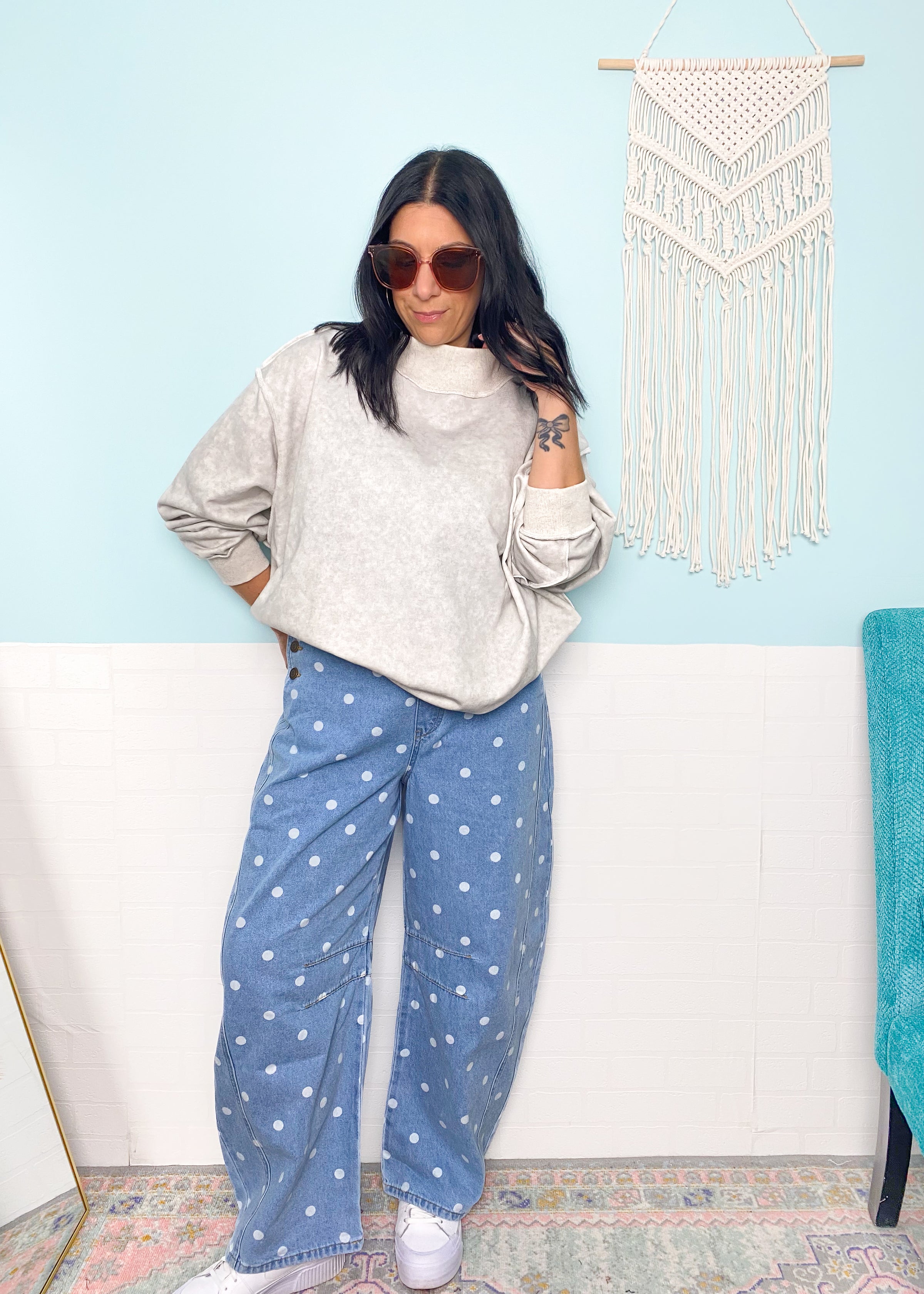 'Spot On' Polka Dot Barrel Jean Overalls