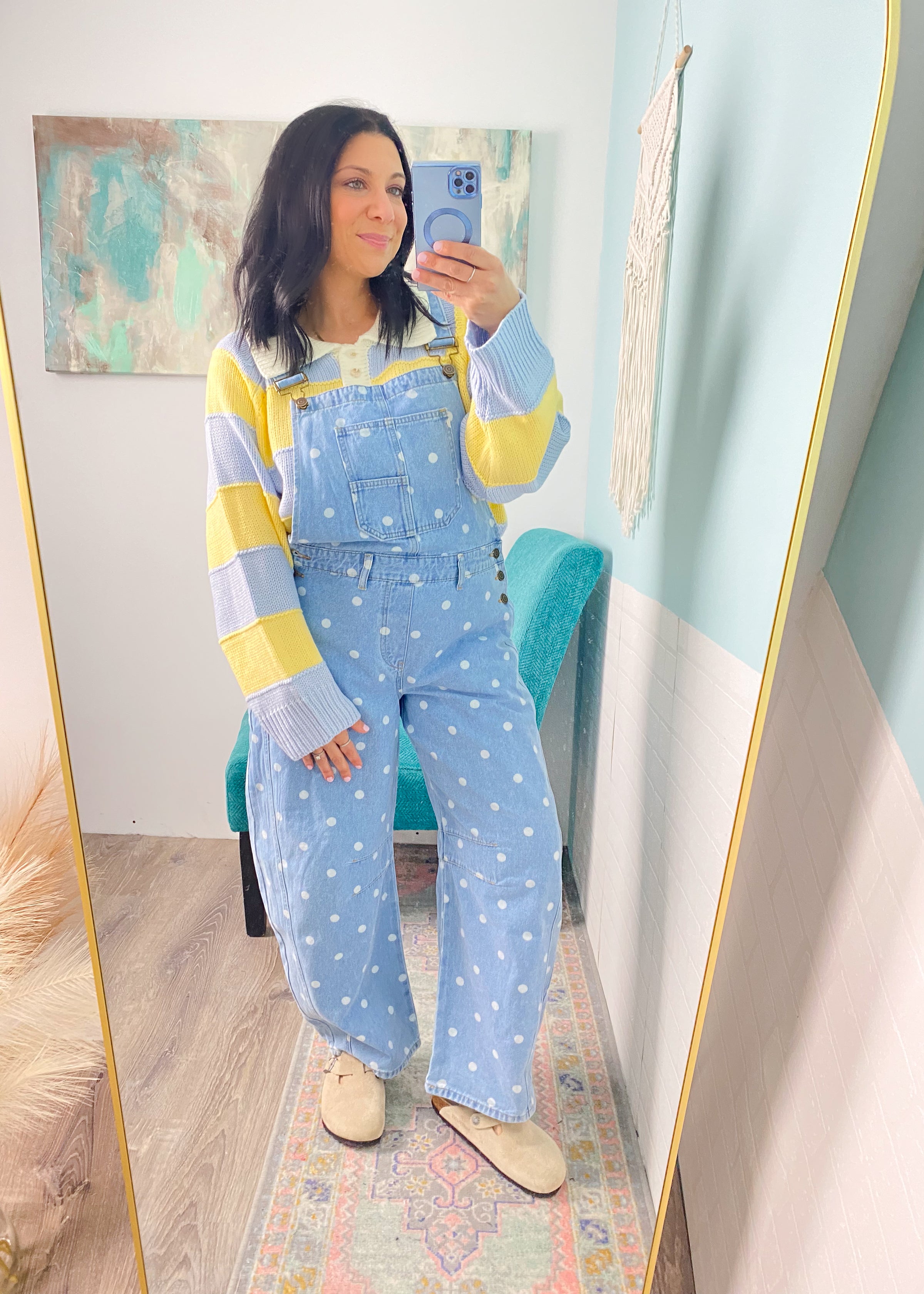 'Spot On' Polka Dot Barrel Jean Overalls